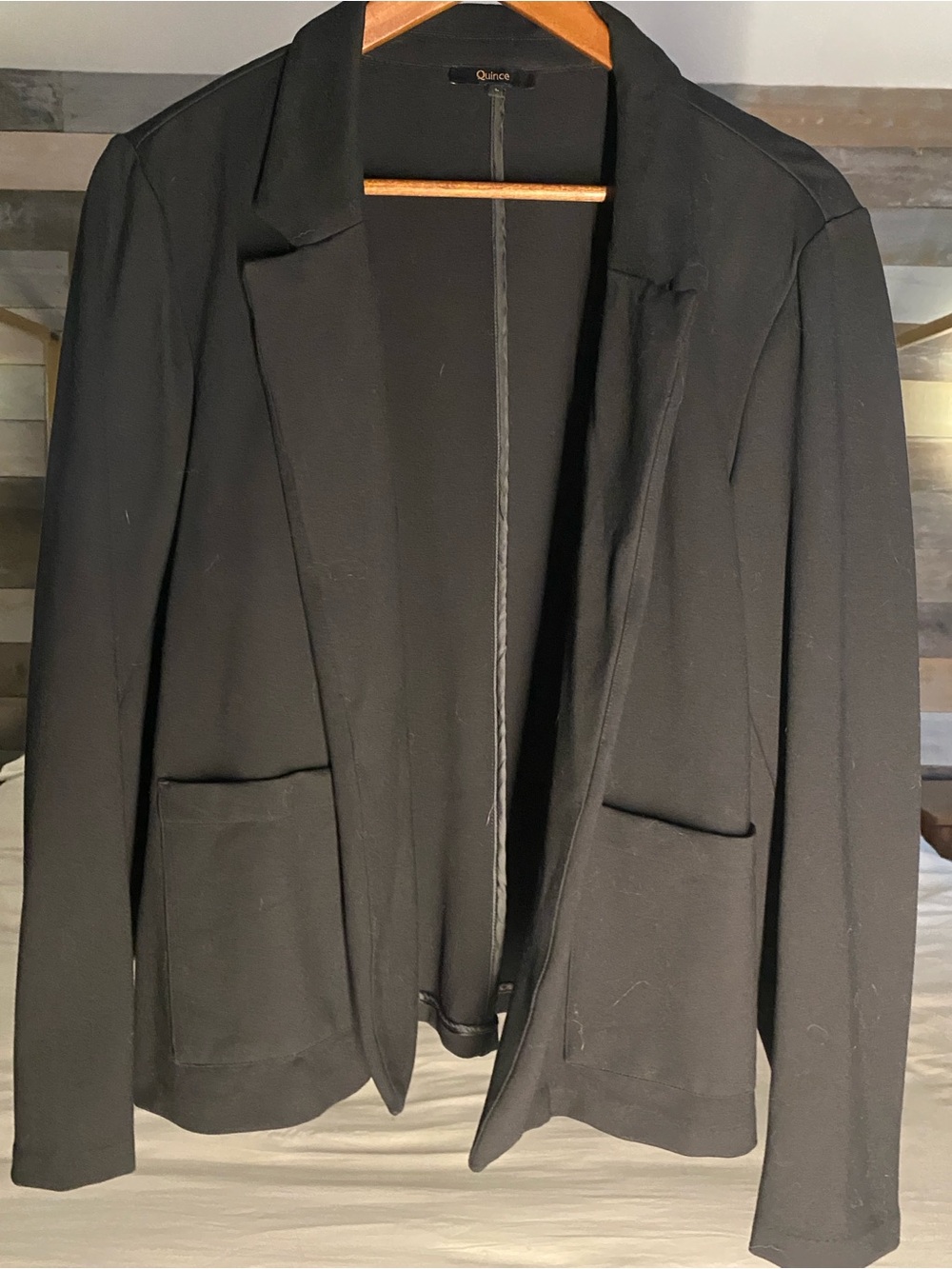 Quince Black Women's Open-Front Boxy Blazer Jacket - Picture 4 of 8